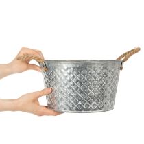 Artikel Zinkschale rund mit Seilgriffen Ø28cm H16cm verzinkt mit Rautenmuster