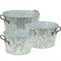 Deko Pflanzkübel Metall Zink Ø26,5/30,5/34,5cm 3er-Set