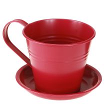 Artikel Metall-Tasse mit Untersetzer zum Bepflanzen, 11 cm, Rosa, Set aus 6 Stück