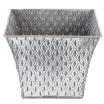 Artikel Zinktopf quadratisch mit Rautenmuster 18,5x18,5x15cm grau für Innenbereich