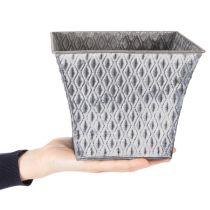 Artikel Zinktopf quadratisch mit Rautenmuster 18,5x18,5x15cm grau für Innenbereich