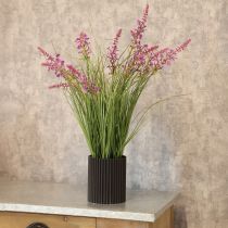 Artikel Künstliche Pflanze mit zarten Blüten, 67 cm, Lila und Grün, im Kunststofftopf