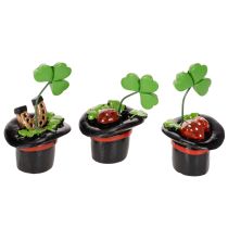 Artikel Glücksfiguren Kleeblatt und Käfer im Zylinder Kunststoff 7 cm 3er-Set