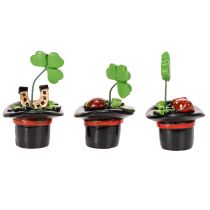 Artikel Glücksfiguren Kleeblatt und Käfer im Zylinder Kunststoff 7 cm 3er-Set