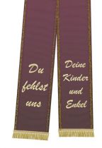 Trauerband bedruckt 125mm x 75cm aubergine