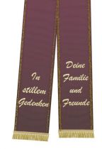 Trauerband bedruckt 125mm x 75cm aubergine