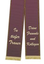 Trauerband bedruckt 125mm x 75cm aubergine