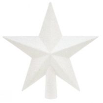 Artikel Funkelnde Baumspitze Stern Weiß 19cm – Bruchfest und Glitzernd
