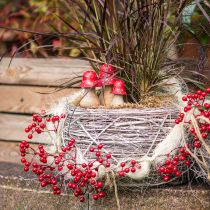 Artikel Set mit 6 künstlichen roten Beerenzweigen, 30 cm, Dekoration für Weihnachten