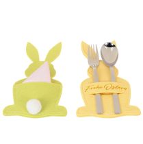 Artikel Bestecktasche aus Filz Osterhase 26 cm Grün Gelb 4er-Set