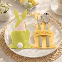 Artikel Bestecktasche Hase für festliche Tischdeko Ostern und Feierlichkeiten 26cm 4St