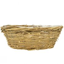 Artikel Runde Blumenschale aus Reben mit Gitter und Folie 31 cm Natur