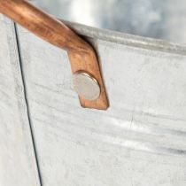 Artikel Blumenschale rund Metall Ø17,5cm H9cm mit Griffen, Silber/Kupfer