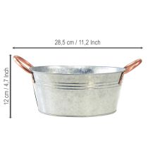 Artikel Blumenschale rund Metall mit Griffen Ø21cm H9,5cm silberfarben