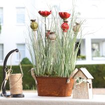 Artikel Blumenstecker Holz Keramik Mohn Deko 3 Farben 35cm 6 St