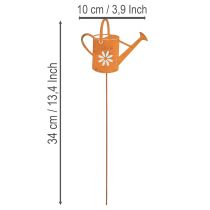 Artikel Blumenstecker Metall Rost Gießkannen-Dekoration 10x8,5cm für Außenbereiche 4er Set