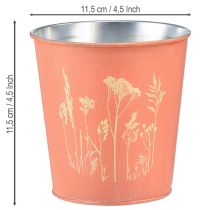 Artikel Blumentopf Metall Übertopf Ø11,5cm H11,5cm Apricot mit Blumenmotiv