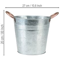 Artikel Blumentopf Metall Ø19cm H17cm mit kupferfarbenen Griffen für innen und außen