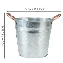 Artikel Blumentopf Metall mit Griffen Ø21cm H19,5cm Silber Kupfer