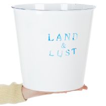 Artikel Metall-Blumentopf Übertopf Ø22×H21cm Weiß Blau Landhausstil
