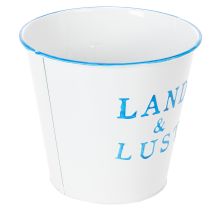 Artikel Blumentopf Metall Übertopf Weiß Blau Ø14×H13cm