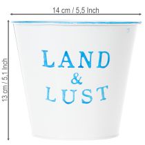 Artikel Blumentopf Metall Übertopf Weiß Blau Ø14×H13cm