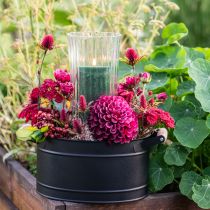 Artikel Ovaler Blumentopf aus Metall mit Holzgriffen Schwarz