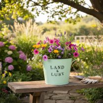 Artikel Blumentopf aus Metall Ø17cm Mintgrün Übertopf Landhausstil H15,5cm