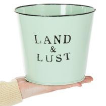 Artikel Blumentopf aus Metall Ø17cm Mintgrün Übertopf Landhausstil H15,5cm