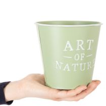 Artikel Blumentopf Zink Mintgrün Ø15cm Höhe 13,5cm mit Prägung „Art of Nature“