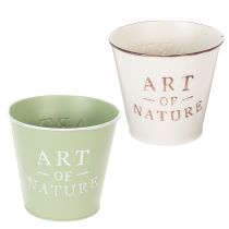 Artikel Blumentopf Zink Ø15cm H13,5cm Creme Altrosa Mintgrün Innen Außen