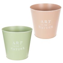 Artikel Blumentopf aus Zink Ø22cm H21cm in Creme, Antikrosa und Mintgrün für Innenbereich