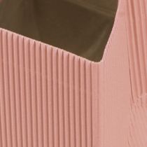 Artikel Blumenübertopf Blumentüte gerippt Papier 12x12cm Pink und Lachs 6 Stück