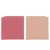 Artikel Blumenübertopf Blumentüte gerippt Papier 12x12cm Pink und Lachs 6 Stück