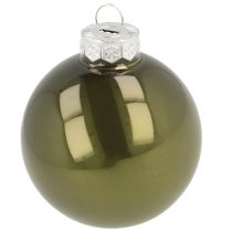 Artikel Christbaumkugeln Glas 2er-Set  glänzend in Oliv & Sandfarben mit Aufhänger 5cm  24St