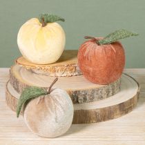 Artikel Deko-Apfel aus Samt mit Filzblatt Braun Gelb Ø7,5 cm H9 cm 9er-Set