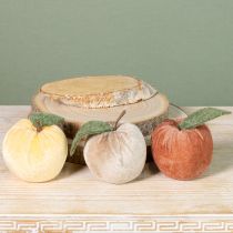 Artikel Deko-Apfel aus Samt mit Filzblatt Braun Gelb Ø7,5 cm H9 cm 9er-Set