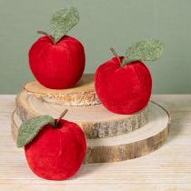 Artikel Deko Apfel aus Samt mit Filzblatt Rot Ø7,5 cm H9 cm