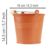 Artikel Deko-Eimer aus Metall mit Holzgriff Ø16cm Orangebraun, 1,6L