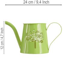 Artikel Deko-Gießkanne aus Metall mit Pusteblumen-Motiv in Grün, H12cm, 2 Stück
