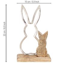 Artikel Deko-Hase Metall & Holz – Moderne Osterfigur im natürlichen Design 22cm 2 St