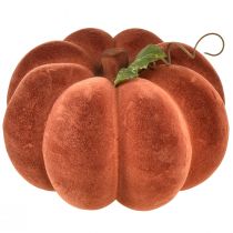 Artikel Deko Kürbis beflockt – Herbstliche Tischdeko in kräftigem Rotbraun 20cm 2St