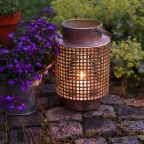 Artikel Deko Laterne Windlicht Metall mit Henkel Rosé Ø18cm H29cm