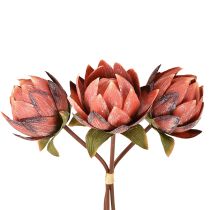 Artikel Deko Protea künstlich Kunstblumen Rotorange 34cm 3St