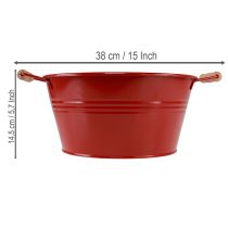 Artikel Deko-Schale Metall mit Griffen Ø29cm Rot H14,5cm