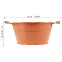 Artikel Deko-Schale Metall mit Griffen Ø29cm Orangebraun für Innen- und Außendekoration