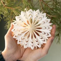 Artikel Set aus 4 Papier-Schneeflocken zum Aufhängen, 15 cm Durchmesser, weiß