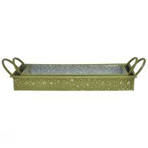 Artikel Deko Metalltablett Weihnachten Grün mit Sternenmuster 49 cm und 43 cm 2er-Set