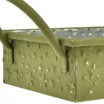 Artikel Deko Metalltablett Weihnachten Grün mit Sternenmuster 49 cm und 43 cm 2er-Set