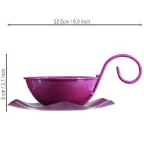 Artikel Deko Teetasse Metall mit Unterteller Lila Ø11,5cm H8cm 2er-Set